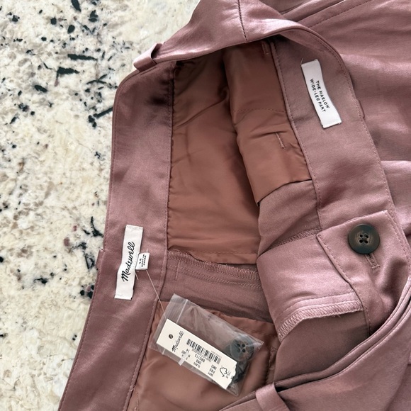 Madewell The Harlow Wide-Leg Pant in Satin Iced Mocha Brown 14 NWT NO380 - Picture 11 of 16
